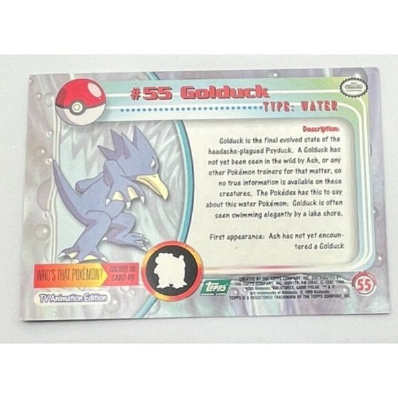 Golduck Pokemon Card Topps #55 TV Animation Edition Series Green Logo - Picture 2 of 5